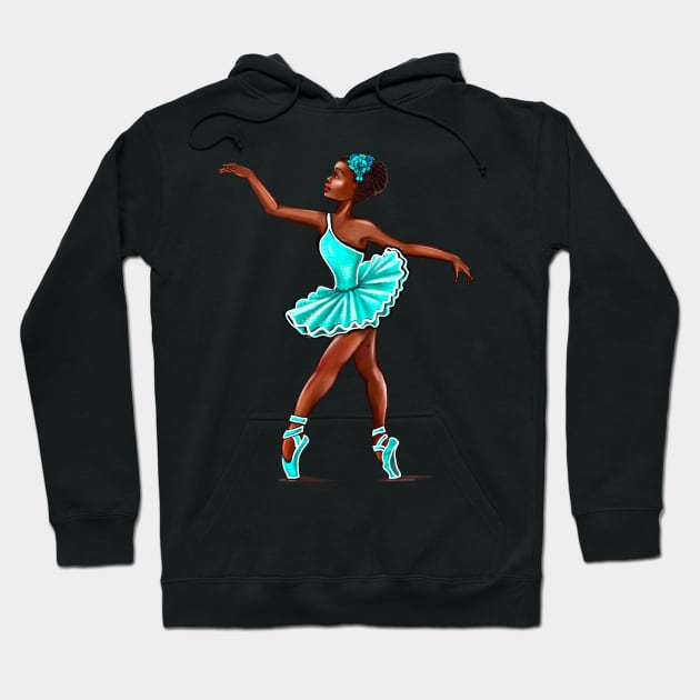 African American Black ballerina girls with corn rows ballet dancing 6 ! black girl with Afro hair and dark brown skin wearing a green tutu. Love Ballet Hoodie by Artonmytee